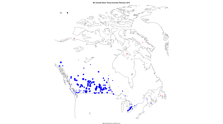 EC Canada Mean Temp Anomaly February 2014