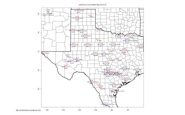 USHCN v2.5.0.20140627 May 2014 TX